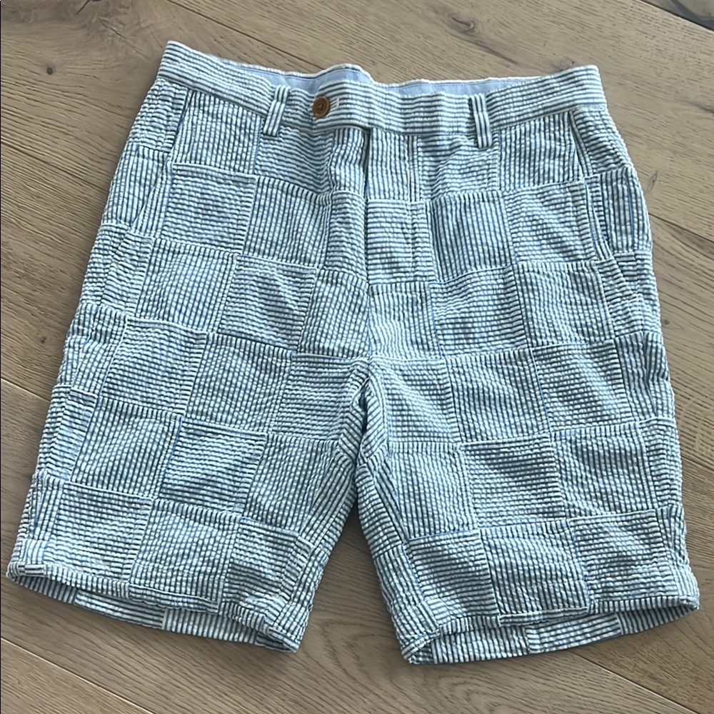 Brooks Brothers Shorts Seersucker Blue Striped Men's 32 Country Club Preppy